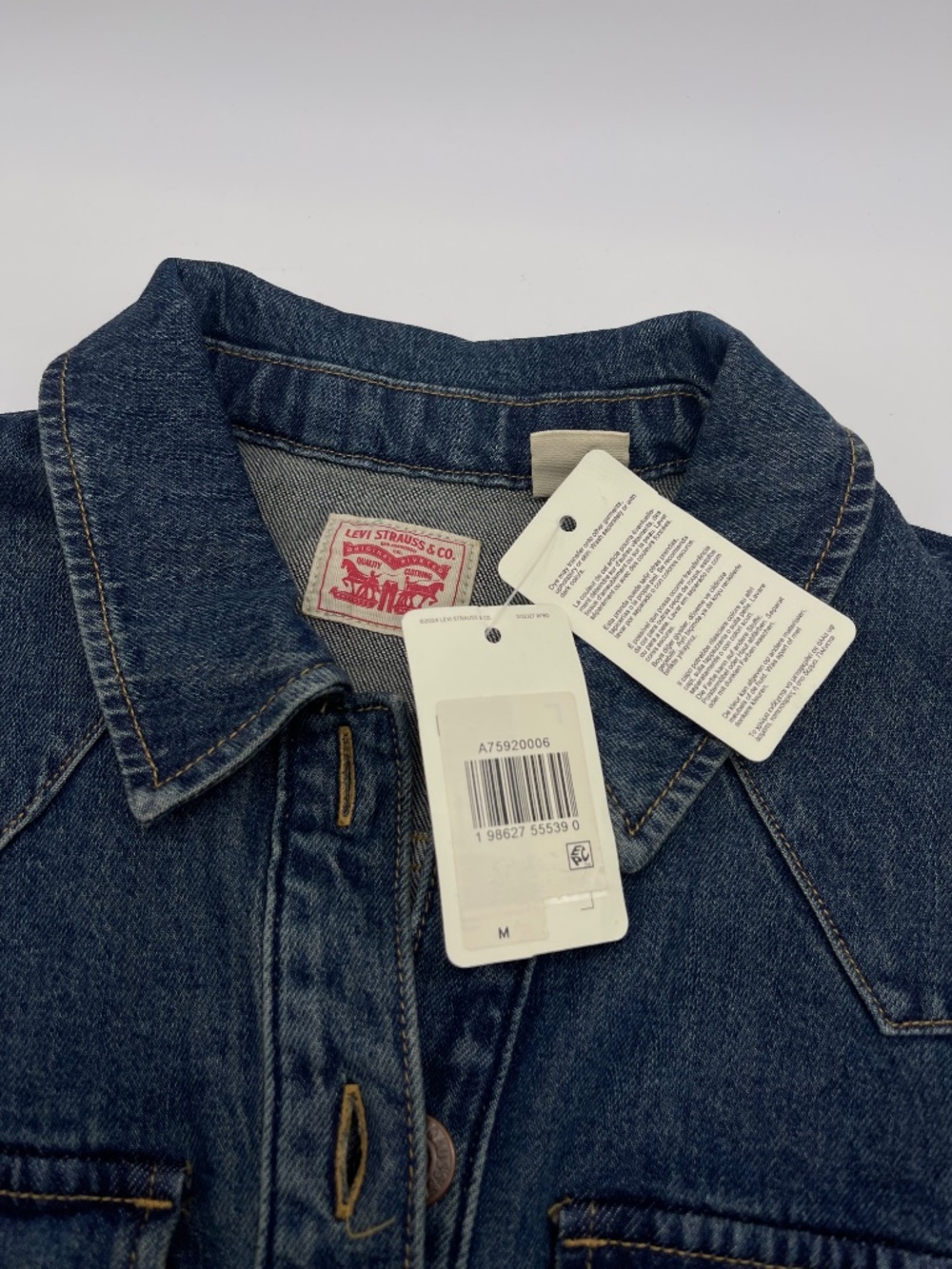 Levi's Flynn Western Denim Mini Dress Size Medium NWT Standard Fit Blue - Picture 14 of 16